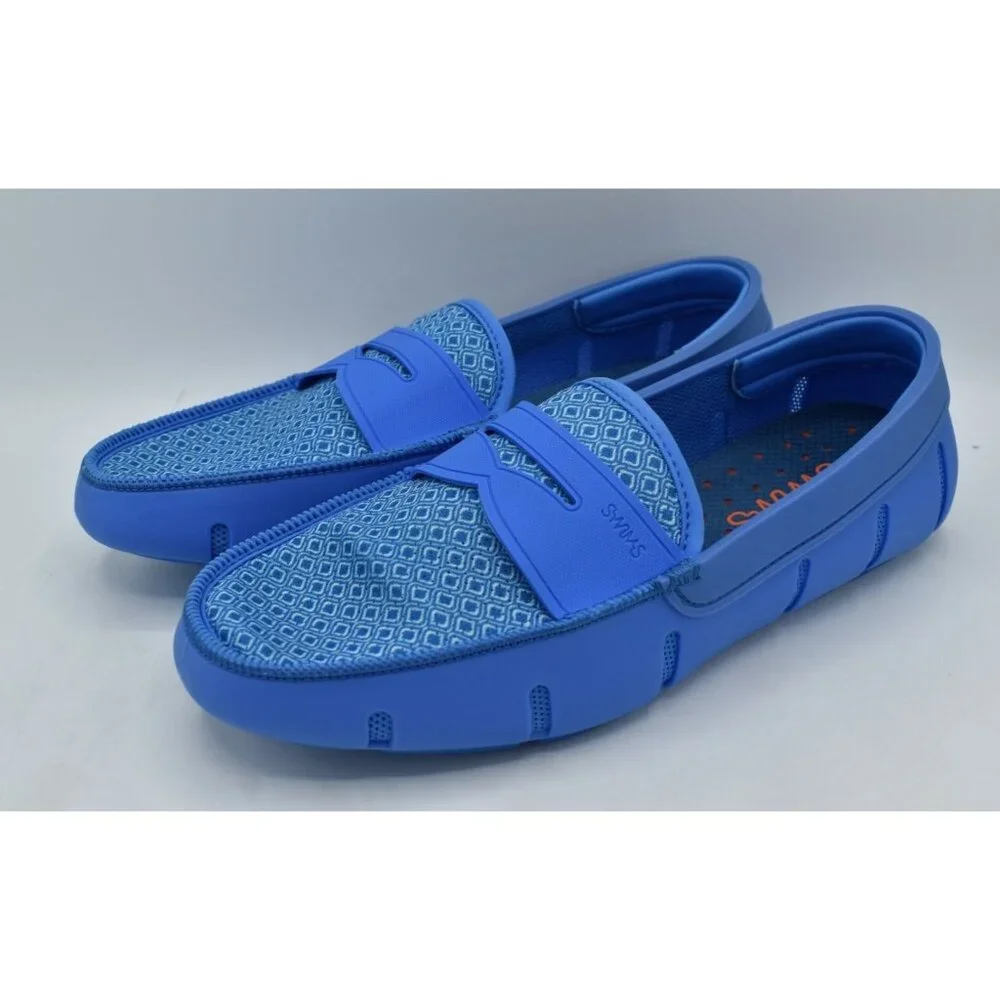 SWIMS Mens Size 9 Sail Blue Printed Penny‎ Loafers Slip On Shoes